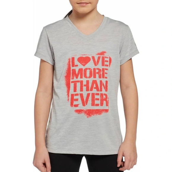 Girls Reebok "Love More Than Ever" T-Shirt Athletic Sports - Picture 1 of 2